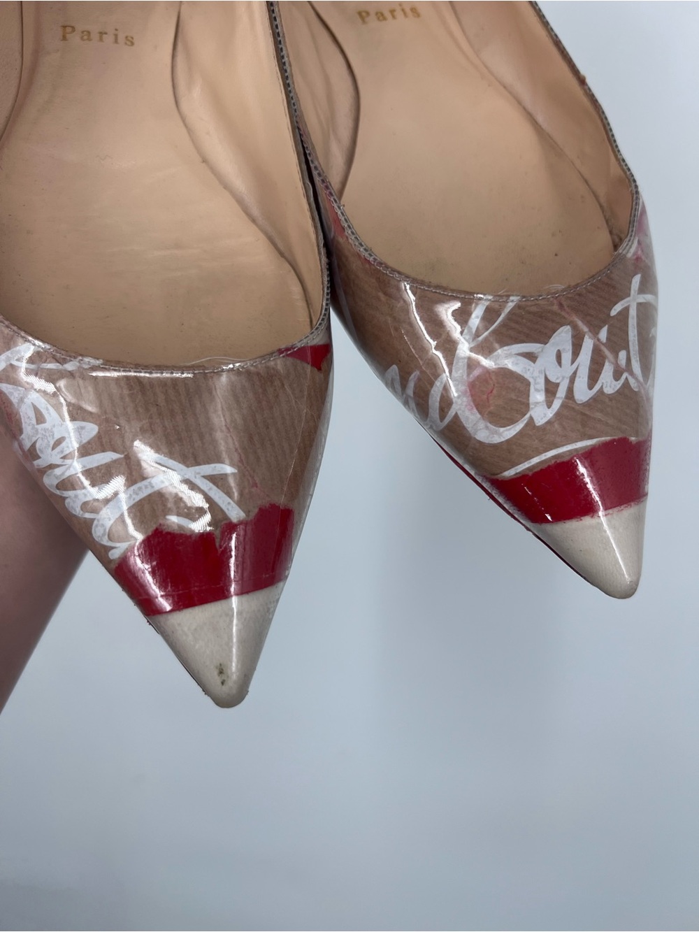 Christian Louboutin Loubi Kraft PVC Ballalla Point Toe Flats 40 - Picture 4 of 12